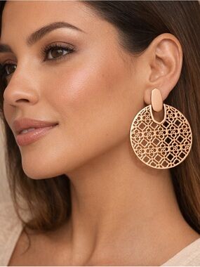 Kendra Scott Rose Gold Filigree Round Earrings
